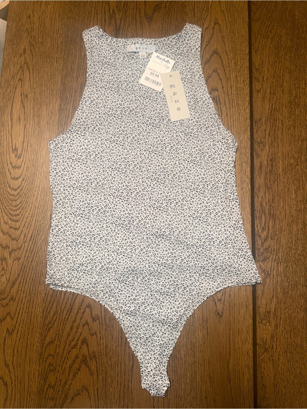 Marshalls White and Black Printed Women’s Sleeveless Bodysuit